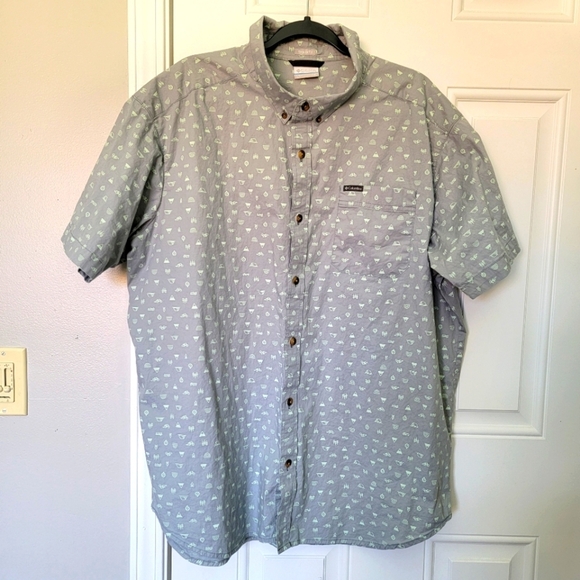 Columbia Mens Short Sleeve Button Down Shirt Camping Biking Outdoor Gray XL - Picture 1 of 11